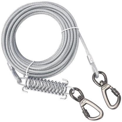 Tie Out Cable Dog Leash with spring Durable Anti-Bite Two Head dog Leash, Outdoor Dogs Leash Belt For Small Medium Dog Walking