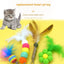 Cross-border cat teasing stick replacement head rainbow caterpillar wood teana stick cat toy funny cat bell hair ball replace...