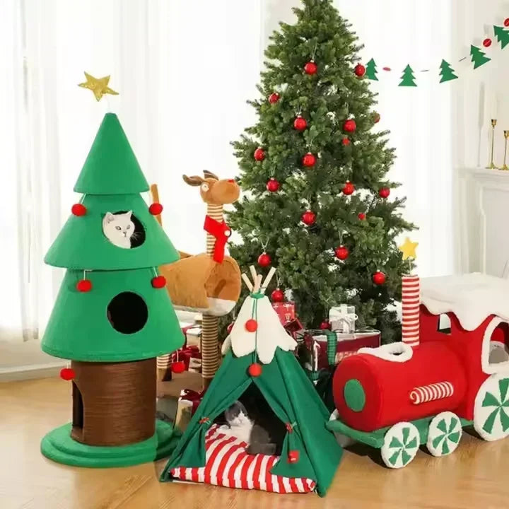 Christmas Tree Cat Climbing Frame Cat Toys Climbing Pole Cats and Dogs Universal Extremely Christmas Atmosphere Feeling