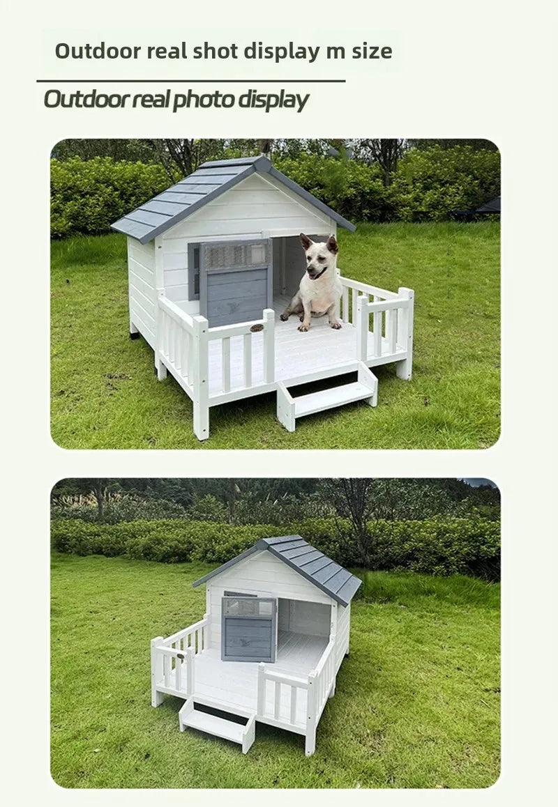 Cat Villa Wooden Kennel Outdoor Rainproof Dog House Cold Proof Dog Shed Courtyard Dog Outdoor House Cage