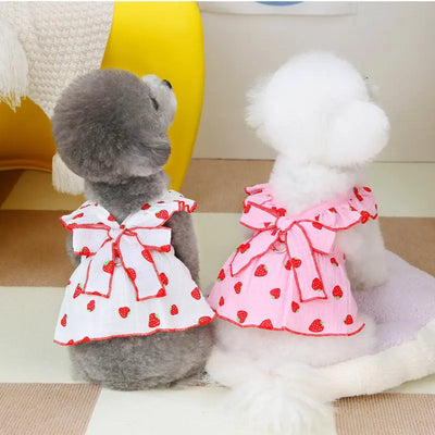 Summer Dog Strawberry Skirt Luxury Vest Suspender Dress Cooling Shirt for Bichon Chihuahua - Dog Outfit Summer Clothing