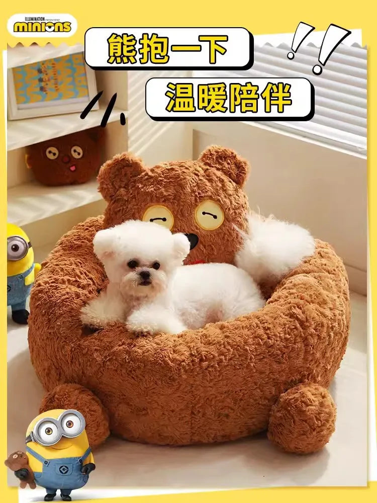 Minions joint series TIM bear pet litter cat litter winter warm kennel small dog teddy pet supplies