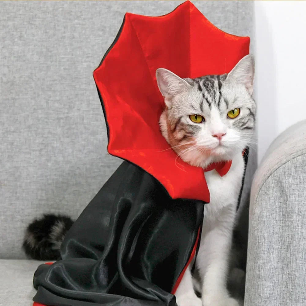 Cat Halloween Costume Pet Cloak Red Black Kitten Cape Pet Puppy Apparel Halloween Party Costume for Small Dogs Cats Accessories