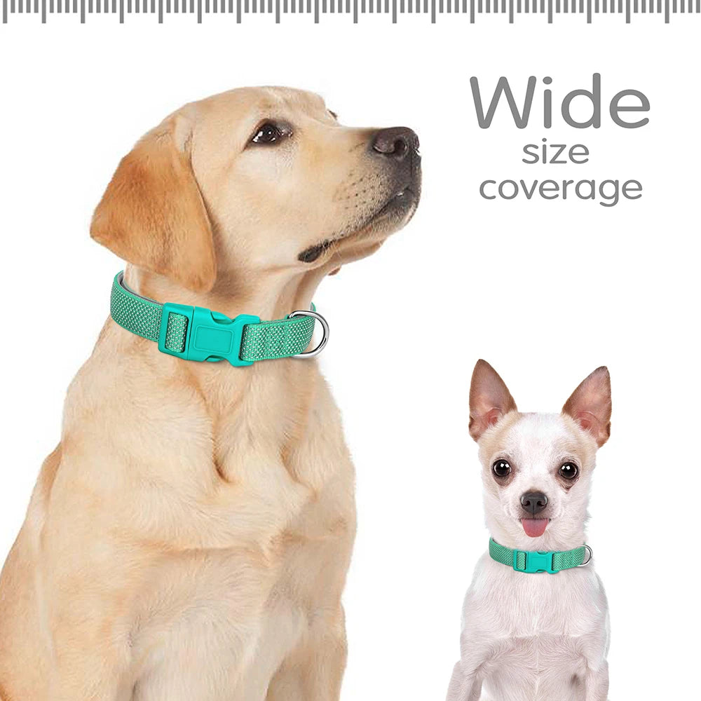 Reflective Pet Dog Collar Durable Nylon Dog Collars Necklace Adjustable Puppy Collars for Small Large Dog Pug Safety In Night