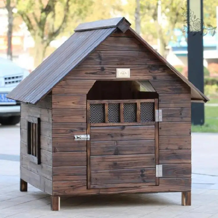 Outdoor Kennel Warm Small Stable Puppy Dog Pet Nest Bed Corgi Waterproof Cover Wooden House Solid Wood Golden Retriever