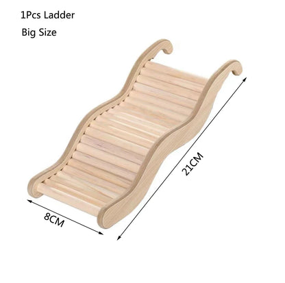 Smooth Hamster Hideaway Wooden Hamster House with Climbing Ladder Small Pet Castle Arch Bridge for Dwarf Mice Gerbils Small Pets