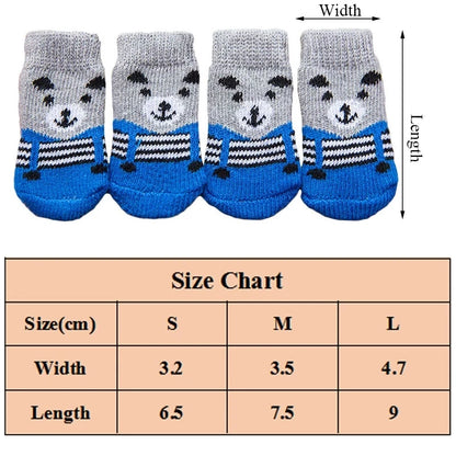 4pcs/Set Dog Shoes For Small Dogs Anti Slip Cat Socks For Cat Cute Dog Socks Pet Chihuahua Dog Clothes Christmas Dog Accessories