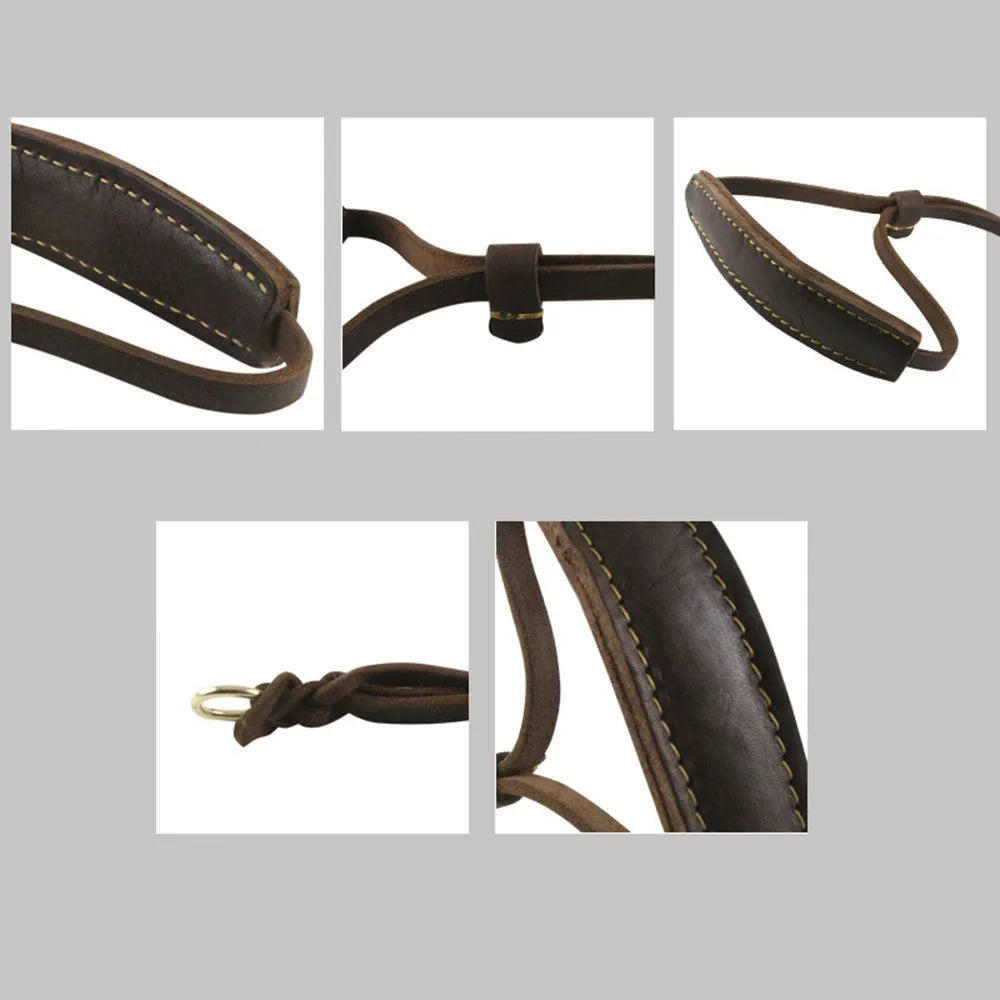 Real Leather Martingale Dog Collar Soft Wide Genuine Leather Dog Collar Adjustable for Medium Large Dogs Pet Training Supplies