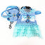 Dog Bow Dress Harness Leash Set for Small Medium Dogs Breathable Mesh Pet Tulle Skirt with Sequins Luxury Design Dog Clothes