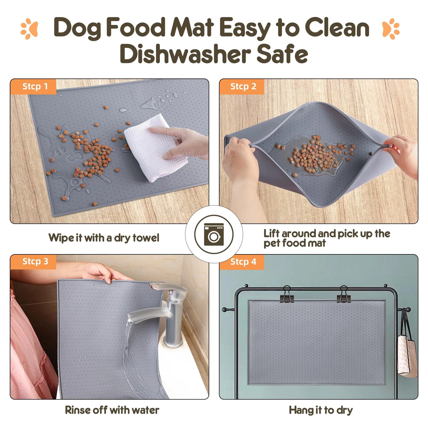 Pet Placemat Nonspill Easy to Clean Foldable Cat and Dog Feeding Mat Silicone Non-slip Waterproof Pet Mat