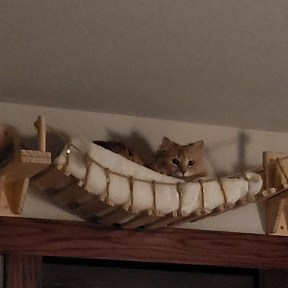 Cat Wall Shelves 100CM Long Cat Bridge for Indoor Cats Climber Cloud Shelf Kitty Bed and Perches Wooden Cat Wall Furniture