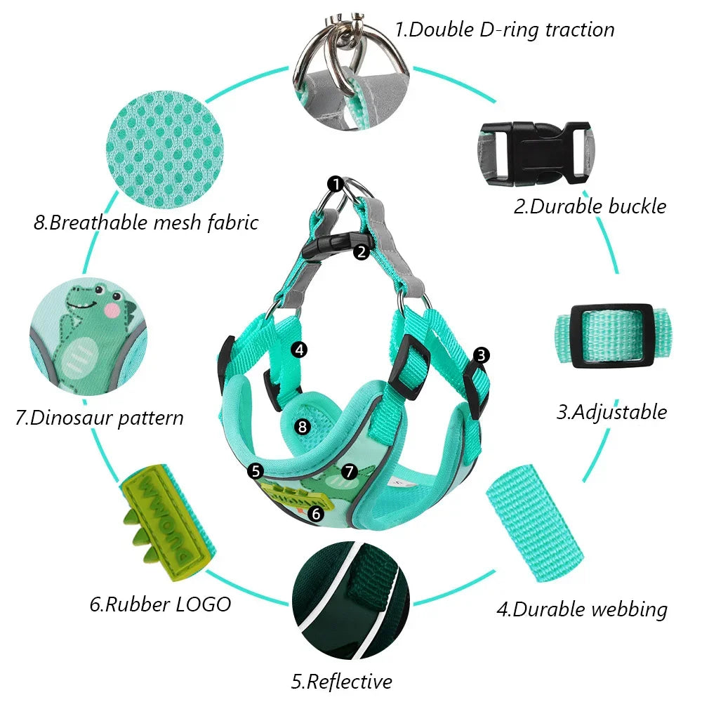 Outdoor Puppy Dog Walking Harness and Leash Set for Small Dogs Reflective Pet Harnesses Chihuahua Poodle Bichon Cat Accessories