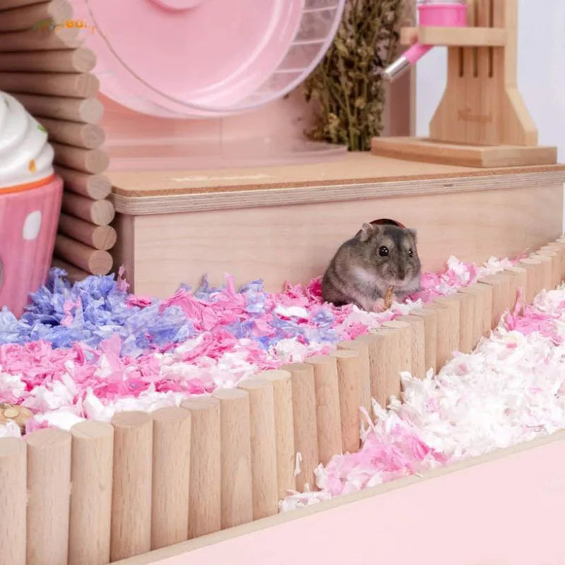 Smooth Wooden Hamster Ladder Climbing Ropeway Hamster Toy Pet Training Round Boardwalk Parrot Boardwalk Parrot Toy Bird Supplies