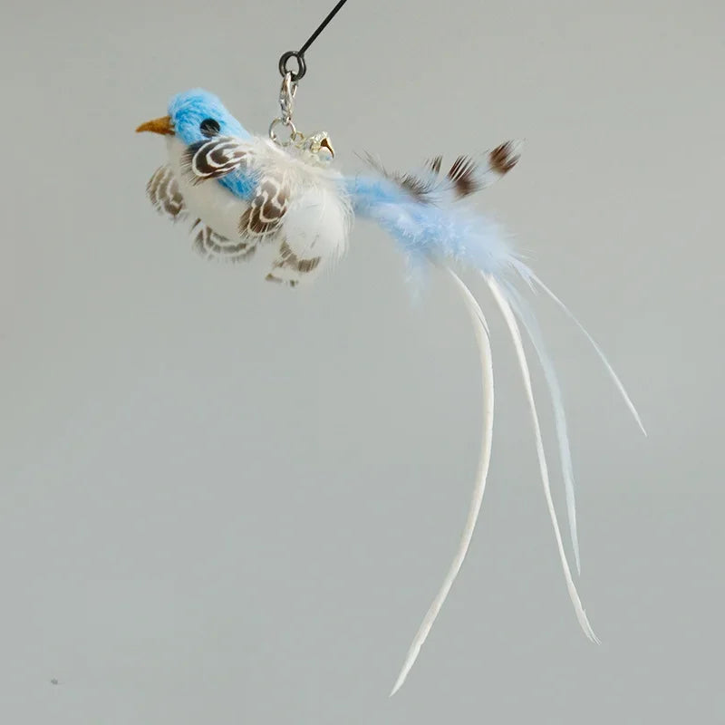 Funny Cat Stick Toy Furry Feather with Bell Cat Stick Toy Kitten Playing Pet Accessories Worm on A String Cat Toys Interactive