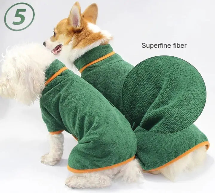 Pet Bathrobe Fast Drying Towel Microfiber Absorbent Soft Bath Robe Adjustable Towel Grooming Coat for Small Medium Large Dog