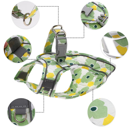 Uxcell Fashion Puppy Harness and Leash Set Pet Harness Vest with Reflective Strips and Magic Tapes for Kitten Puppy Outdoor