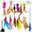 Interactive Cat Toy Handfree Cat Stick Playing Kitten Playing Teaser Wand Toy Suction Cup Bird/Feather Cat Wand Toys Set