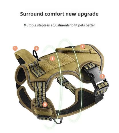 Pet Chest Strap Dog Tactical Chest Back Outdoor Medium Large Dog Vest Explosion proof Punching Traction Rope