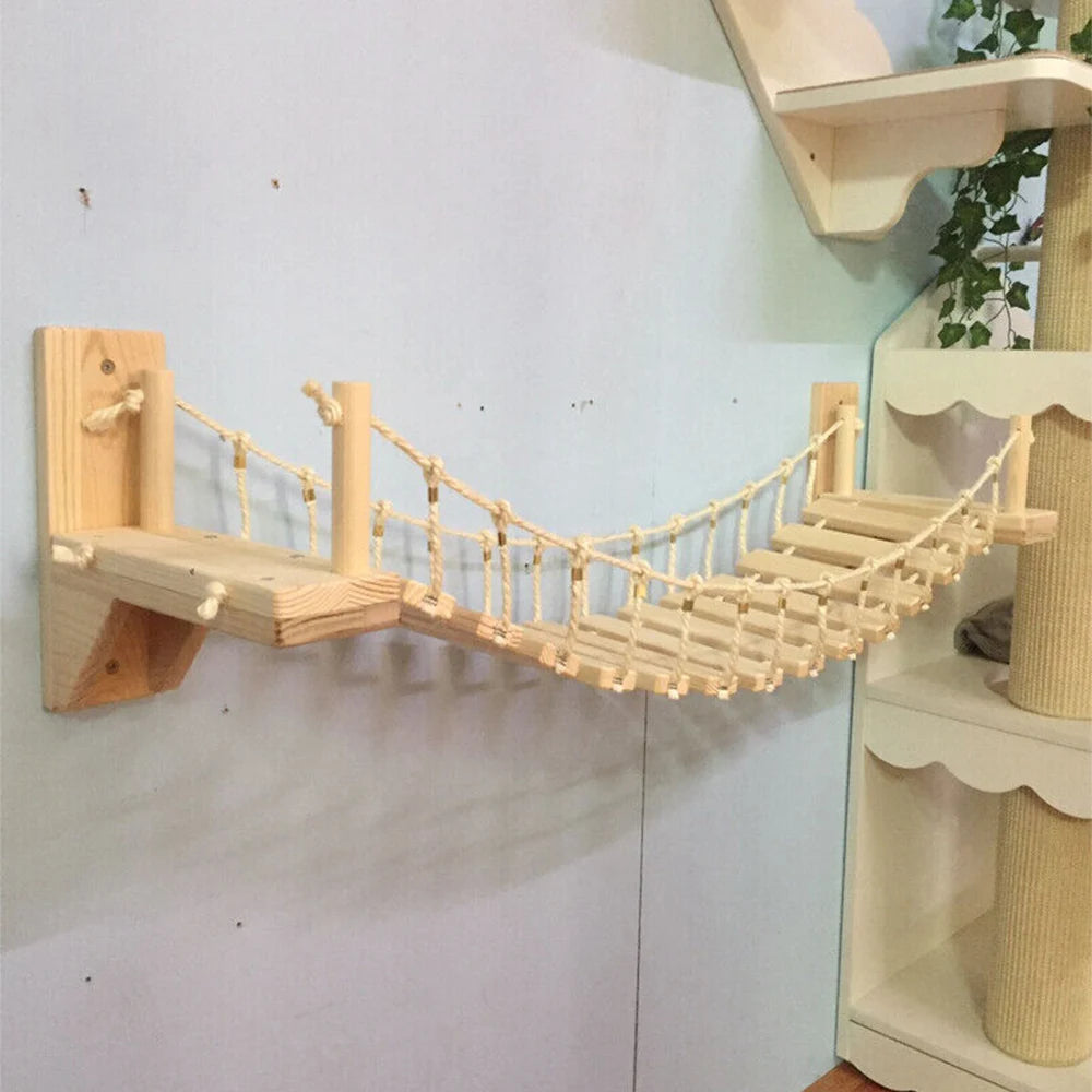 Wall Mounted Cat Tree Climbing Shelves For Cat Bridge and Cat House Bed & Sisal Scratching Post For Health of Cats Pet Furniture