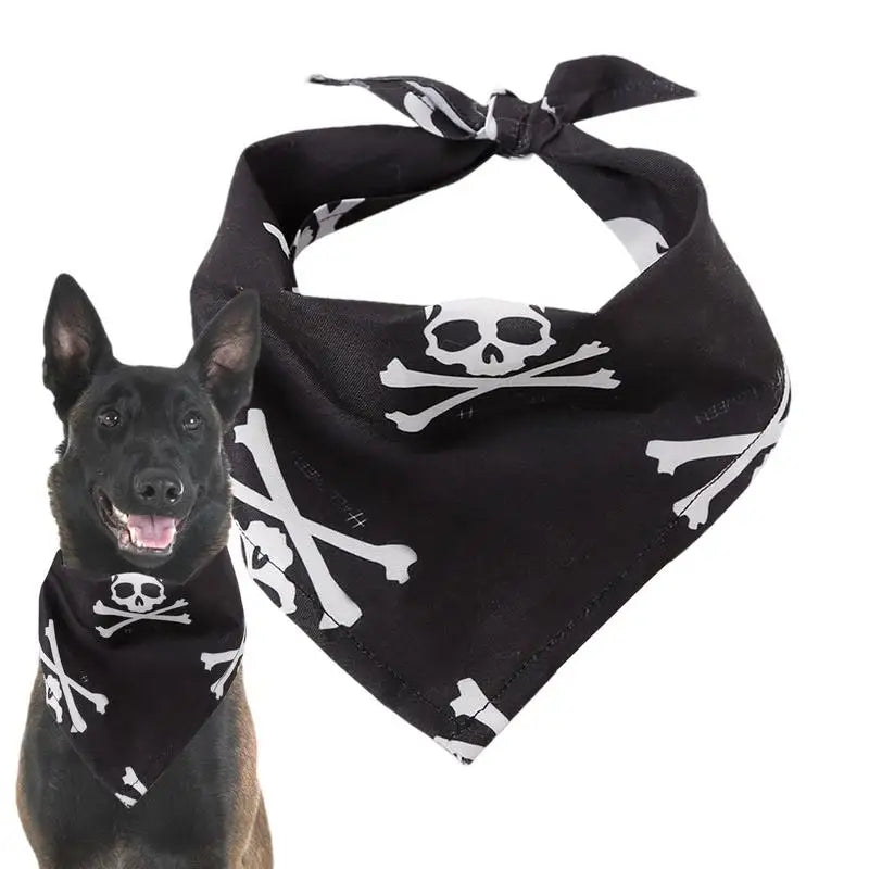 Dog Scarf Pet Costume Saliva Towel Adjustable Pumpkin Dog Scarf Triangle Pet Scarf Skull Washable For Boy Girl Toy