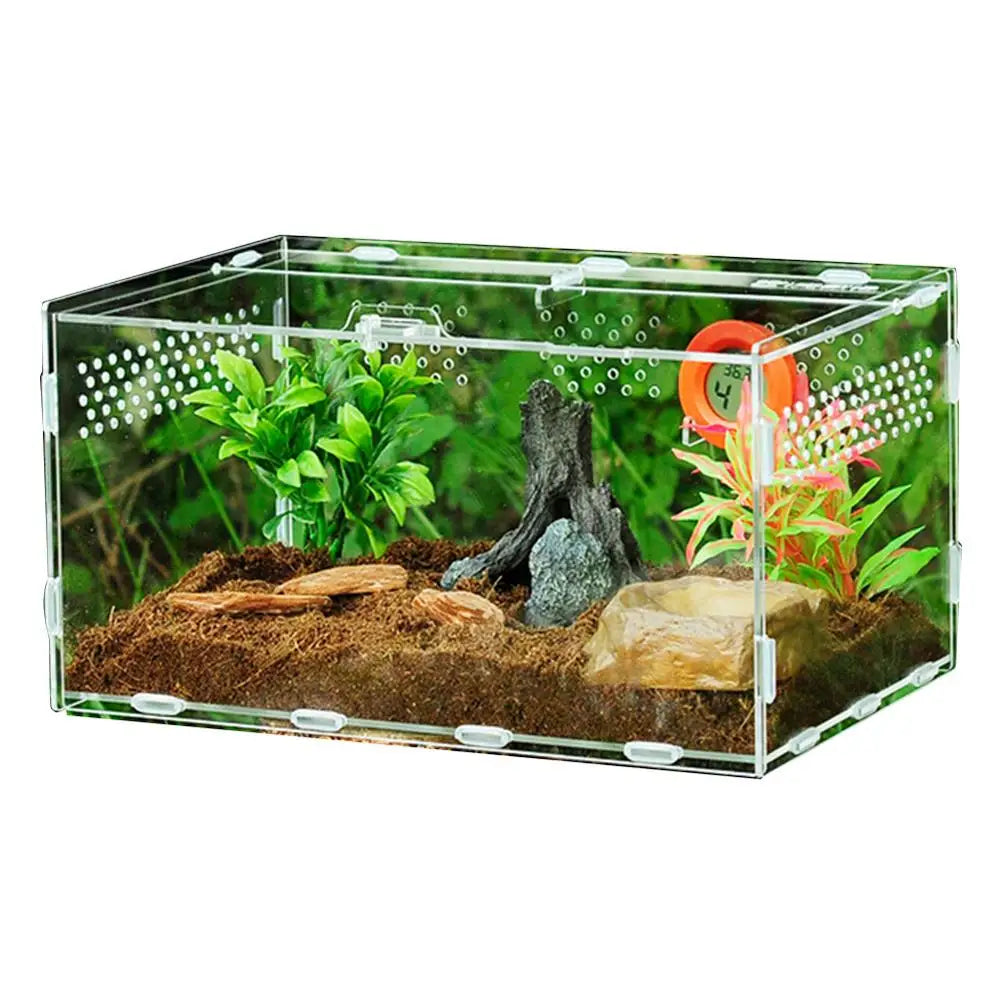 Acrylic Reptile Feeding Box Insect Lizard Spider Breeding Cage Hatching Container All-round Transparent Feeding Box