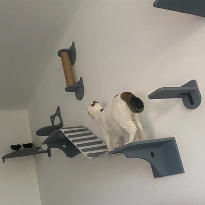Cat Bridge Wall Mounted Wooden Furniture Scratcher Kitty Beds Perches Stable Cats Wall Shelves For Sleeping Playing Climbing