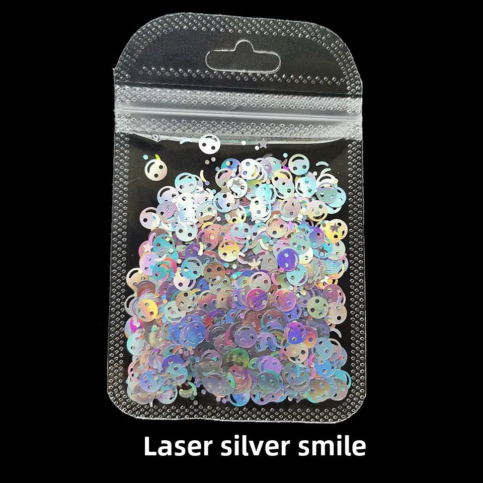 Cross-border Supply 10G BaG Laser Sequins Laser Four-pointed Star Butterfly Star DIY Crystal Glue Material