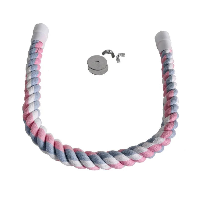 Pet Bird Bite Toys Parrot Color Cotton Rope Toys Elastic Parrot Climbing Toys Sturdy Bird Swing Harness Cage Pet Toy Swing Stand
