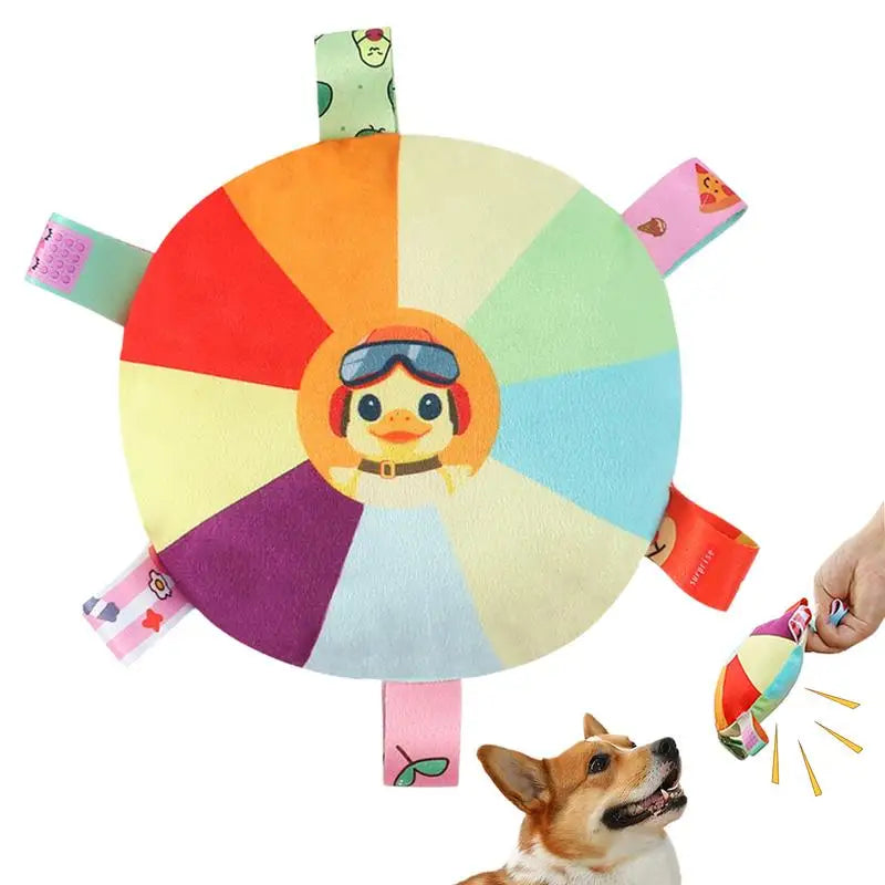 Plush Squeaky Dog Toys Interactive Chewing Squeaky Toy for Puppy Squeaky Dog Chew Toy Disc Shape Plush Dog Toys for Puppies