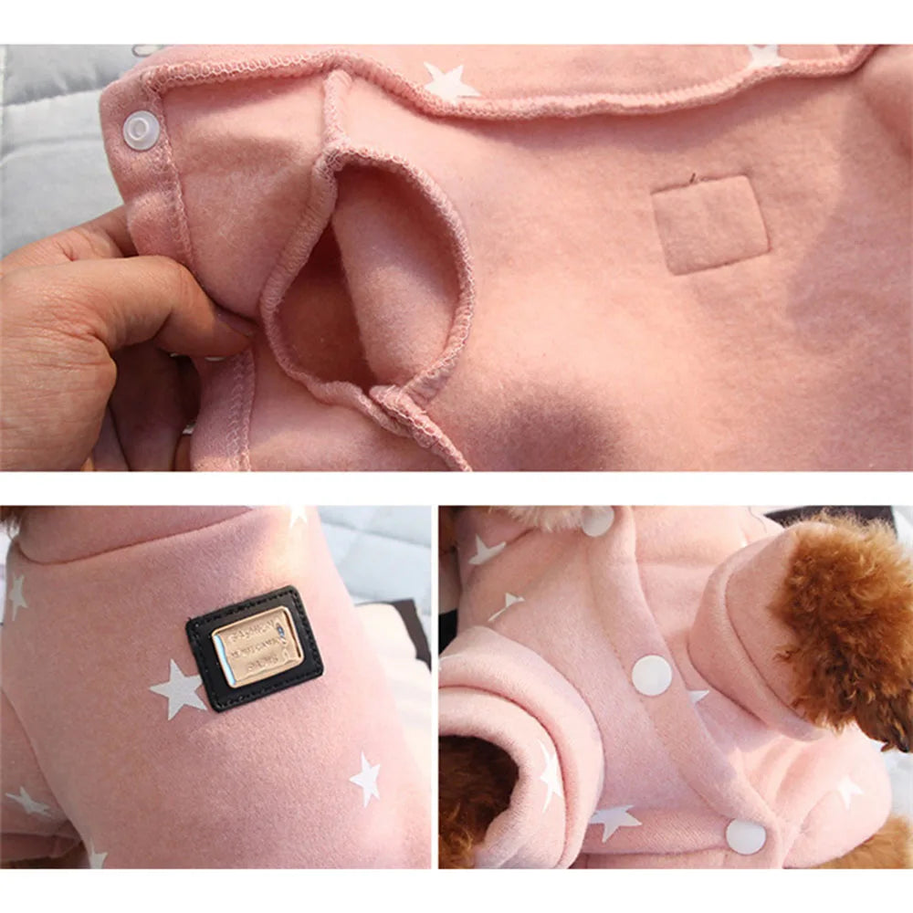 Fashion Star Pet Fleece Sweatshirt Sweater Jacket for Small Dogs Cats Crewneck Winter Coat Puppy Clothes for Poodle Shih Tzu Pug