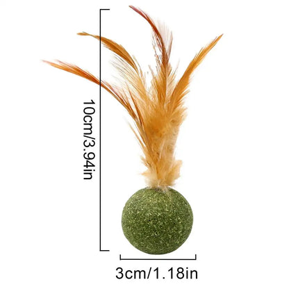 1pcs Catnip Feather Ball Interactive Natural Lollipop for Cat Kitten Toys, Feathers Design Teeth Cleaning Playing Toys