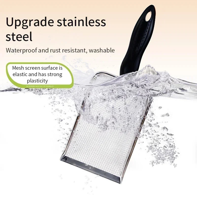 Cat Litter Shovel Stainless Steel Reptile Sand Substrate Shovel Clean Up Feces Fine Mesh Sifter for Bedding Cat Litter Scoop