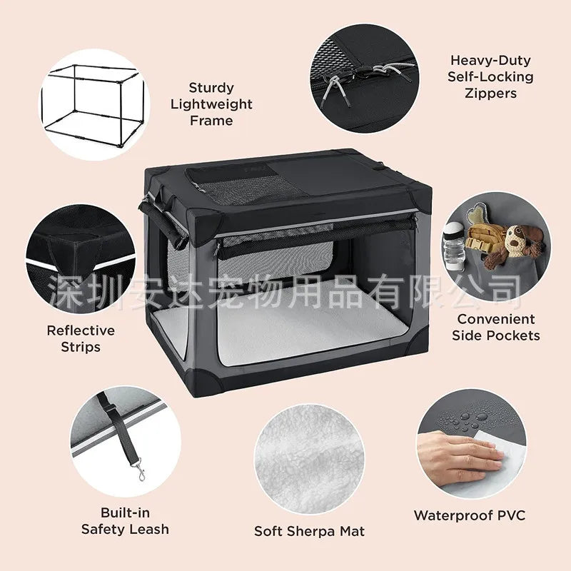 Cross-border dog cage, foldable, lightweight, portable dog kennel, outdoor travel, multi-functional and easy to take care of pet