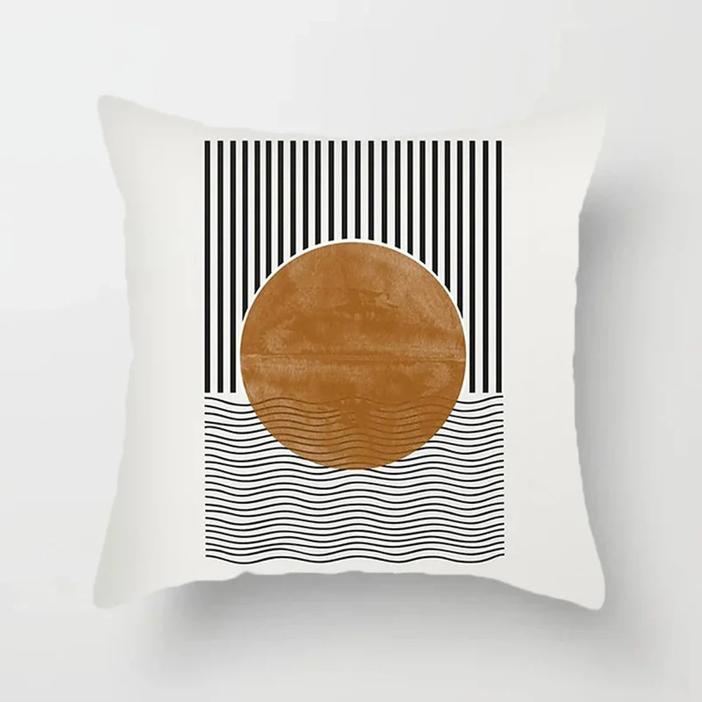 Creative Abstract Line Pattern Cushion Cover Home Decor Pillowcase Sofa Decoration Bird Peach Skin