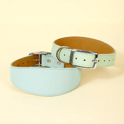 Wide Leather Dog Collar for Small Medium Large Dogs Greyhound Deerhound Lurcher Whippet Dachshund Pet Accessories