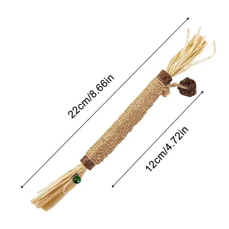 Silvervine Sticks For Cats Catnip Molar Rod With Bell For Indoor Cats Edible Interactive Cat Nip Ball Teethers With Raffia Sisal