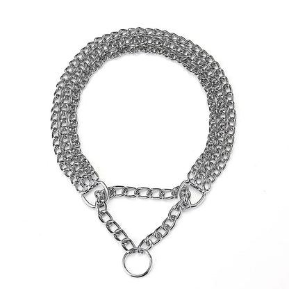 Dog Choker Collar No Pull Dog Collar Martingale Collar Seamless Die-Casting Three Row Chain Dog Collar for Dogs Training Walking