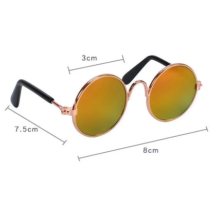 Anti-slip Cat Sunglasses Pet Accessories Small Dog Sun Glasses Classic Retro Circular Glasses for Kitten Photos Props Cosplay