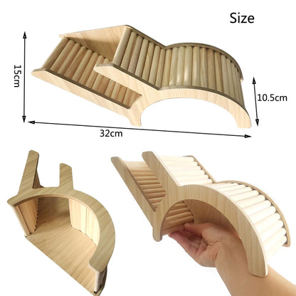 Wood Hamster Hideaway Toy Wooden Hamster House with Climbing Ladder Small Animals Castle Home for Dwarf Mice Gerbils Small Pets