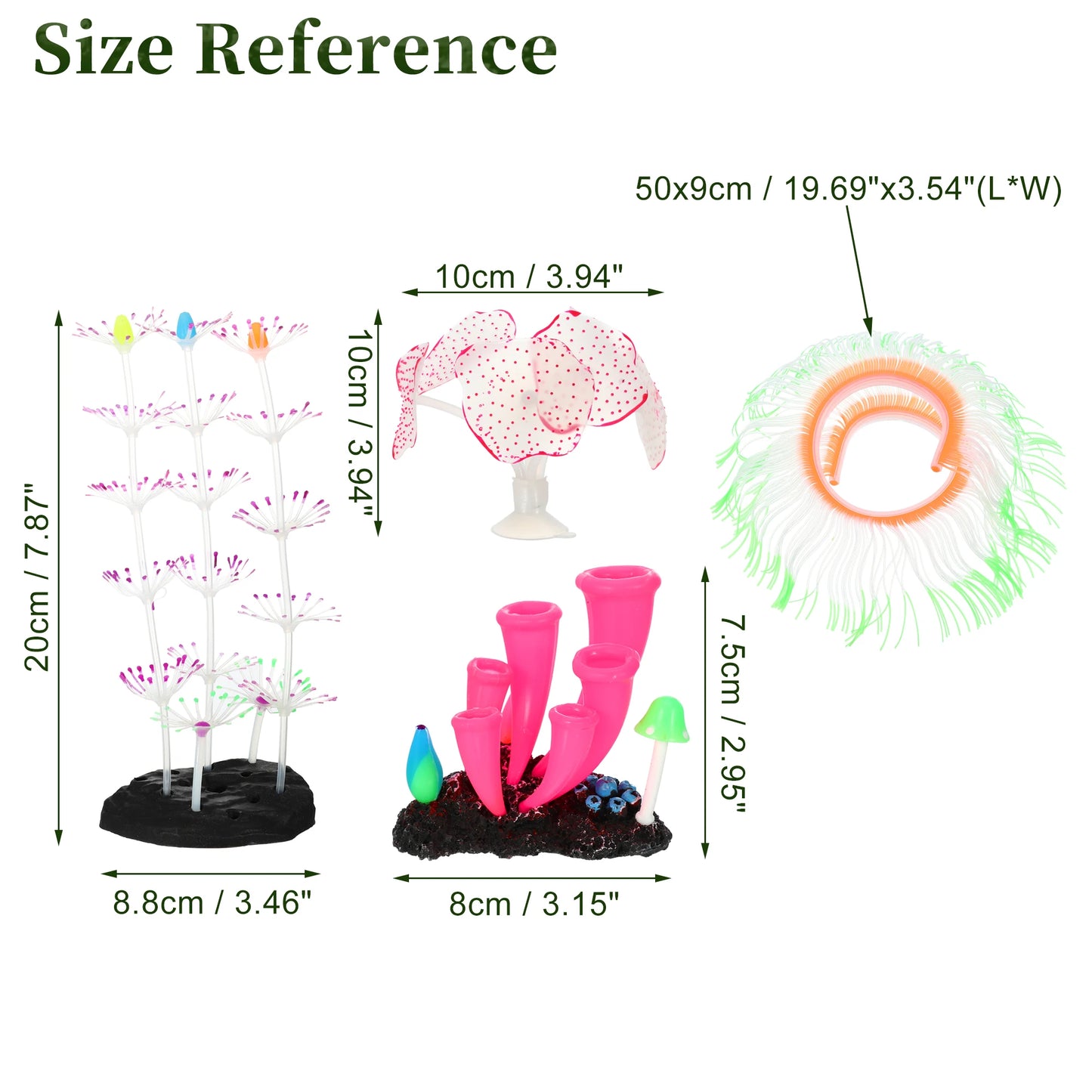 UXCELL Aquarium Simulation Undersea Water Plants Silicone Glowing Ornaments Decorations Fluorescence Fish Tank Coral Decor