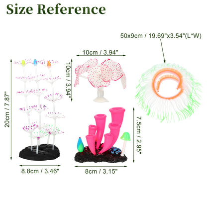 UXCELL Aquarium Simulation Undersea Water Plants Silicone Glowing Ornaments Decorations Fluorescence Fish Tank Coral Decor