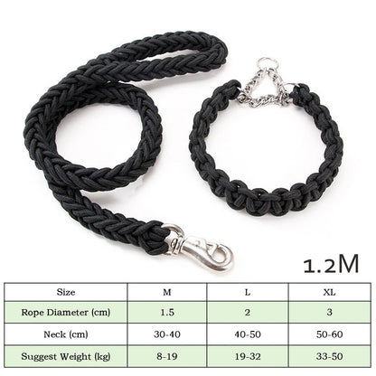 Durable Nylon Dog Collar Leash Set Traction Rope Medium Big Dog Walking Accessories Labrador Husky P-Chain Travel Pet Products