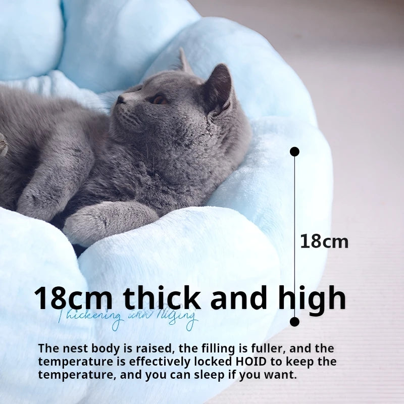 Cat Beds Petal Shaped Winter Warm Sleeping Cat Nest Soft Plush Pet Bed Dog Basket Cushion Cat Bed Cat Cushion Animal Sleeping