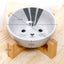 Ceramic Dog Bowl Raised Round Dog Cat Bowl No Spill Pet Dish for Food Water Feeding Cute Cartoon Printed Pet Dog Elevated Dish