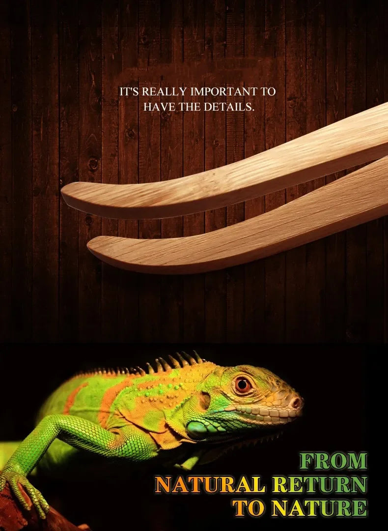 Reptile 16.5/28cm Bamboo Reptile Feeding Tongs Tweezers Long Handle Food Tongs Terrarium Eco Friendly Cleaning and Feeding Tools