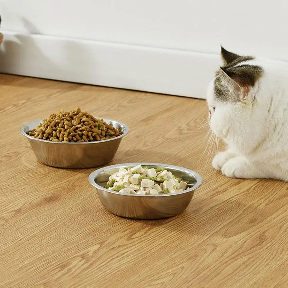 Stainless Steel Pet Bowl, Dog And Cat Food Bowl, Thickened Non-slip Bowl, Anti-fall, Not Easy To Deform, Easy To Clean 1pcs