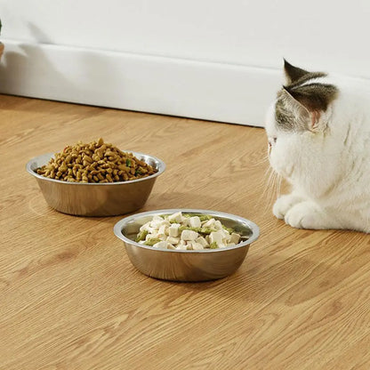 Stainless Steel Pet Bowl, Dog And Cat Food Bowl, Thickened Non-slip Bowl, Anti-fall, Not Easy To Deform, Easy To Clean 1pcs