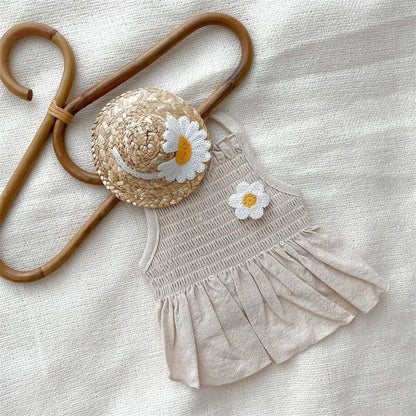 Sweet Summer Fancy Dresses for Cats Daisy Patchwork Vest Skirt Small Medium Pet Dog Clothing Lightweight French Bulldog Overalls