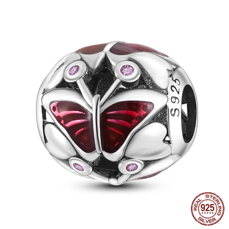 Fit Pandora 925 Original Bracelet 925 Silver Plate Flower Bird Series Charms Beads For Women Fashion DIY Jewelry Gifts Making