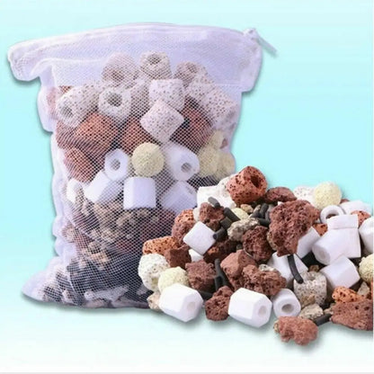 5/10Pcs Aquarium Filter Net Bags Reusable Fine Filter Media Bags With Zipper For Fresh Saltwater Tanks Aquarium Fish Tank Filter